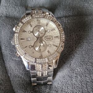 Silver Watch with Crystal Accents